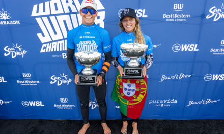 Mundial Junior de surf: portugueses e australianos comemoram