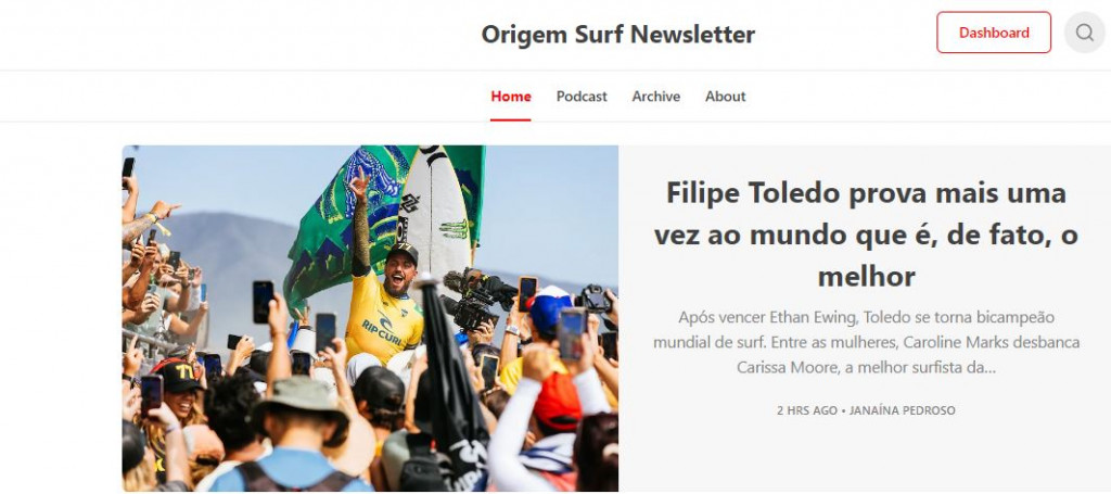 newsletter origem surf